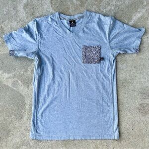 Jordan Gray V-Neck Tee with Patterned Accents